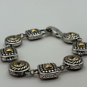 Vintage Brighton Heiress Crystal Link Bracelet Silver & Gold Reversible